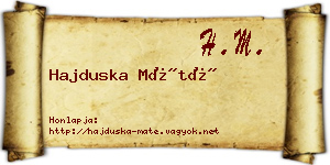 Hajduska Máté névjegykártya